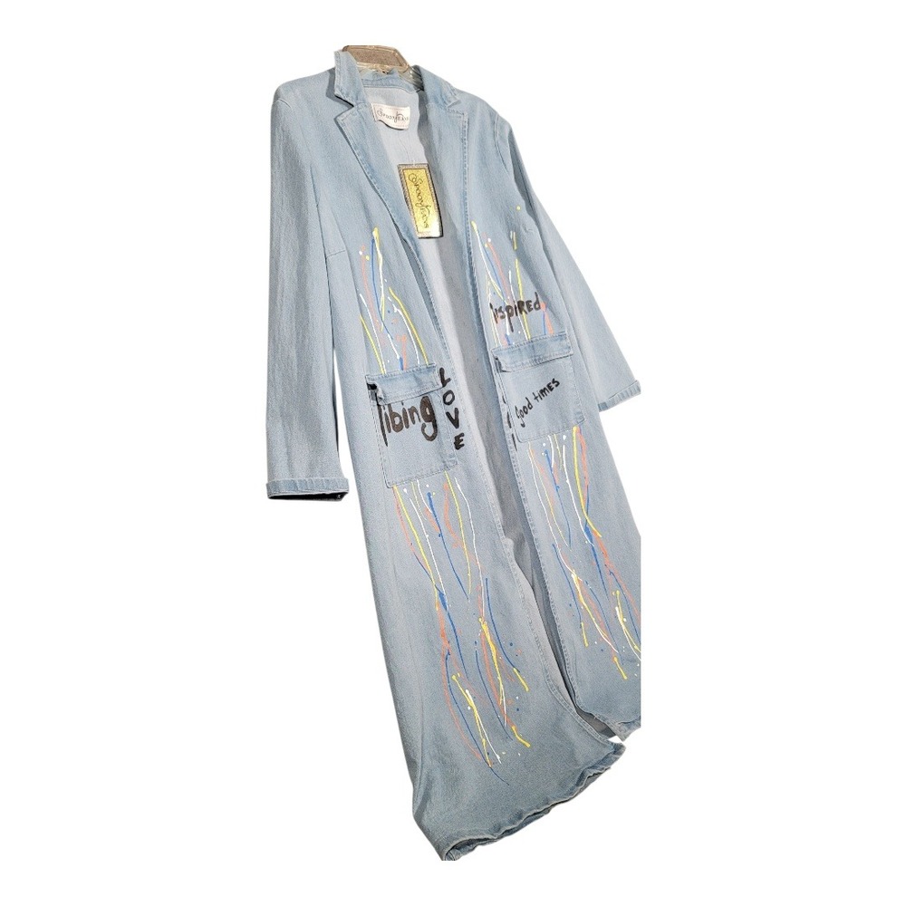 NWT Spoon Jeans Be Inspired Midi Denim Trench Paint Splatter Streetwear 1X - Picture 5 of 12